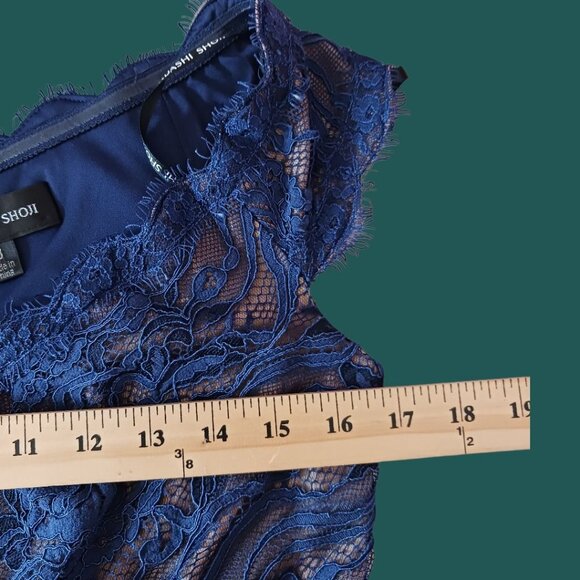 Tadashi Shoji Lace Off-The-Shoulder Sheath Dress Royal Blue Size 8 - Picture 8 of 16